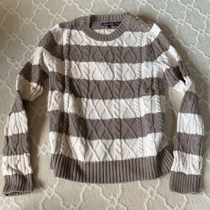 Striped cable-knit sweater